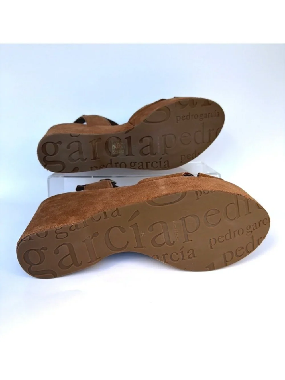 Pedro Garcia Domiel Spice Castoro Brown Platforms Suede Leather Sandals Size 41